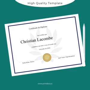 Printable Brazil Christian Lacombe Diploma Template Image Preview - PrintDocs
