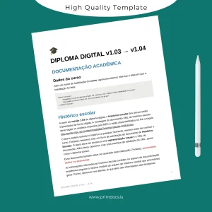 Printable Brazil Digital Diploma Template Image Preview - PrintDocs