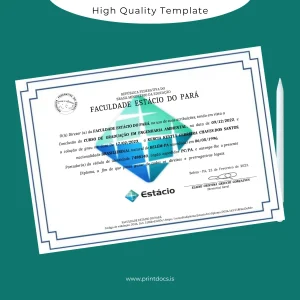 Printable Brazil Estácio University Bachelor of Environmental Engineering Template Image Preview - PrintDocs