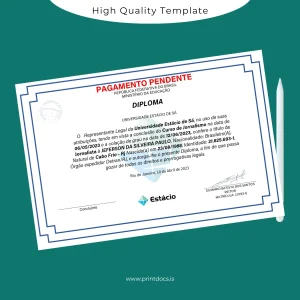 Printable Brazil Estácio de Sá University Journalist Diploma Template Image Preview - PrintDocs