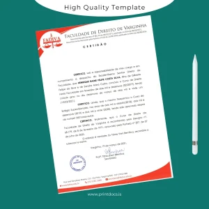 Printable Brazil FADIVA University Diploma in Law Certificate Image Preview - PrintDocs