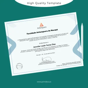 Printable Brazil Faculdade Anhanguera de Macapá Nursing Diploma Image Preview - PrintDocs