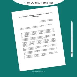 Printable Brazil Federal University of Rio de Janeiro Dual Degree Agreement in Engineering and Mathematics Certificate Image Preview - PrintDocs