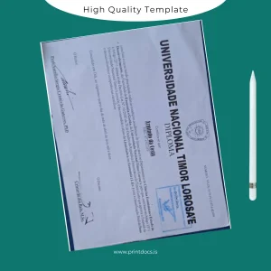 Printable Timor-Leste National University Diploma Template Image Preview - PrintDocs