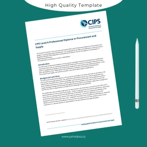 Printable UK CIPS Level 6 Professional Diploma in Procurement and Supply Template Image Preview - PrintDocs