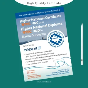 Printable UK International Institute of Marine Surveying Higher National Certificate in Marine Surveying Image Preview - PrintDocs