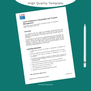 Printable UK London School of International Business Level 5 Diploma in Hospitality and Tourism Management Image Preview - PrintDocs