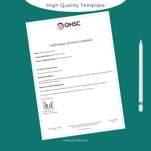 Printable UK Oxford Home Study Centre Diploma in Event Management Template Image Preview - PrintDocs