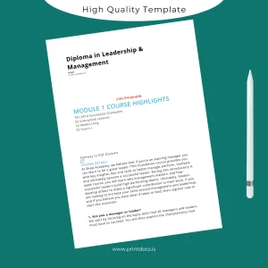 Printable UK Shaw Academy Diploma in Leadership & Management Template Image Preview - PrintDocs