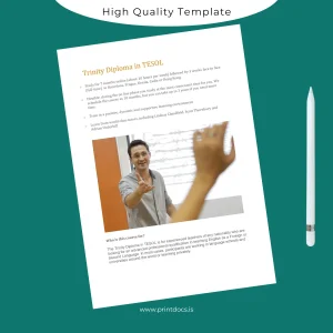 Printable UK Trinity College London Trinity Diploma in TESOL Template Image Preview - PrintDocs