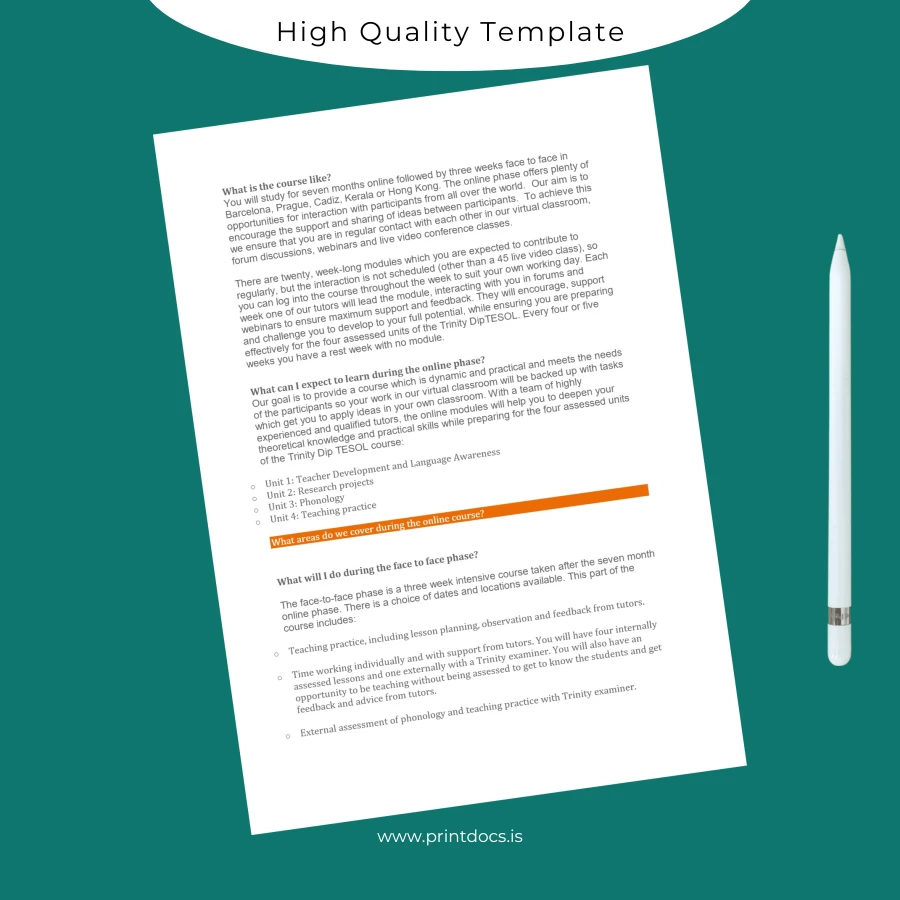 Printable UK Trinity College London Trinity Diploma in TESOL Template page 2 Image Preview - PrintDocs