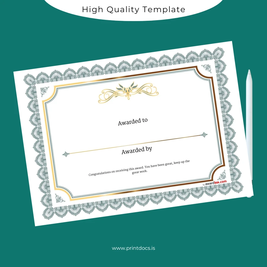 Printable USA Award Certificate Template Image Preview - PrintDocs