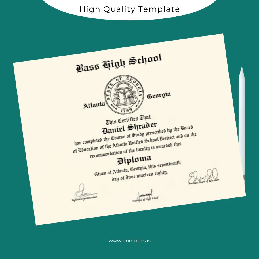 Printable USA Bass High School High School Diploma Image Preview - PrintDocs
