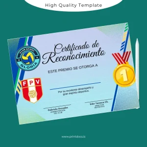 Printable USA Club Sport Gloria Recognition Certificate Template Image Preview - PrintDocs