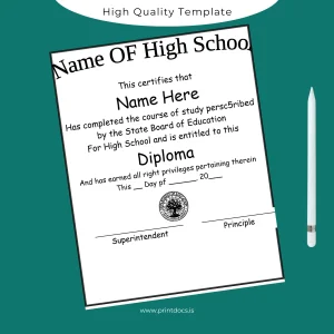 Printable USA High School Diploma Template Image Preview - PrintDocs
