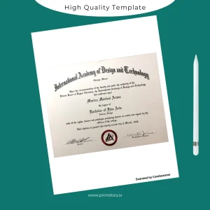 Printable USA International Academy of Design and Technology Bachelor of Fine Arts in Interior Design Template Image Preview - PrintDocs