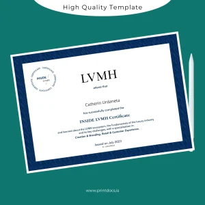 Printable USA LVMH INSIDE Certificate Image Preview - PrintDocs