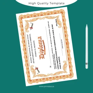 Printable USA Manantial de Aguas Vivas Diploma Template Image Preview - PrintDocs