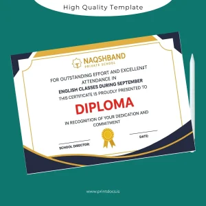 Printable USA Naqshband Private School Diploma Template Image Preview - PrintDocs