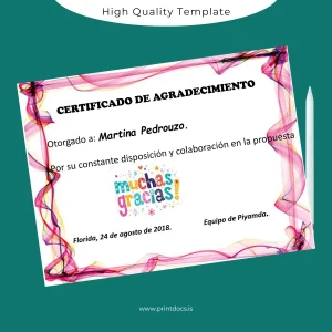 Printable USA Piyamda Certificate of Appreciation Template Image Preview - PrintDocs