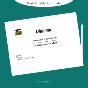 Printable USA Super Student Diploma Award Template Image Preview - PrintDocs