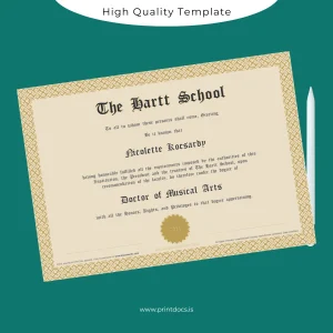 Printable USA The Hartt School Doctor of Musical Arts Image Preview - PrintDocs