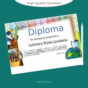 Printable Venezuela Diploma Primary Education Certificate Image Preview - PrintDocs