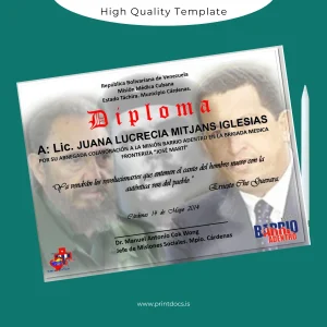 Printable Venezuela Misión Médica Cubana Diploma Template Image Preview - PrintDocs